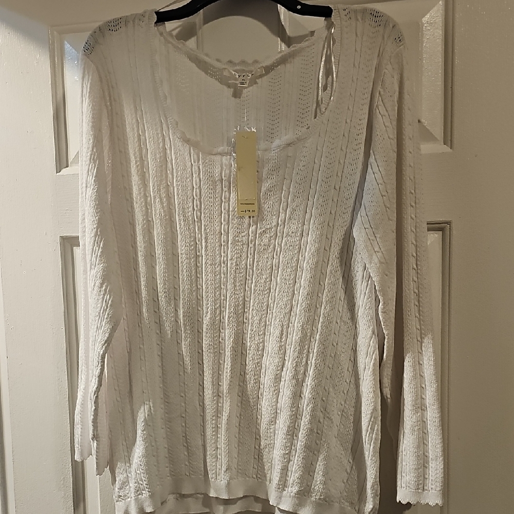 Cyrus White Textured Women's Sweater